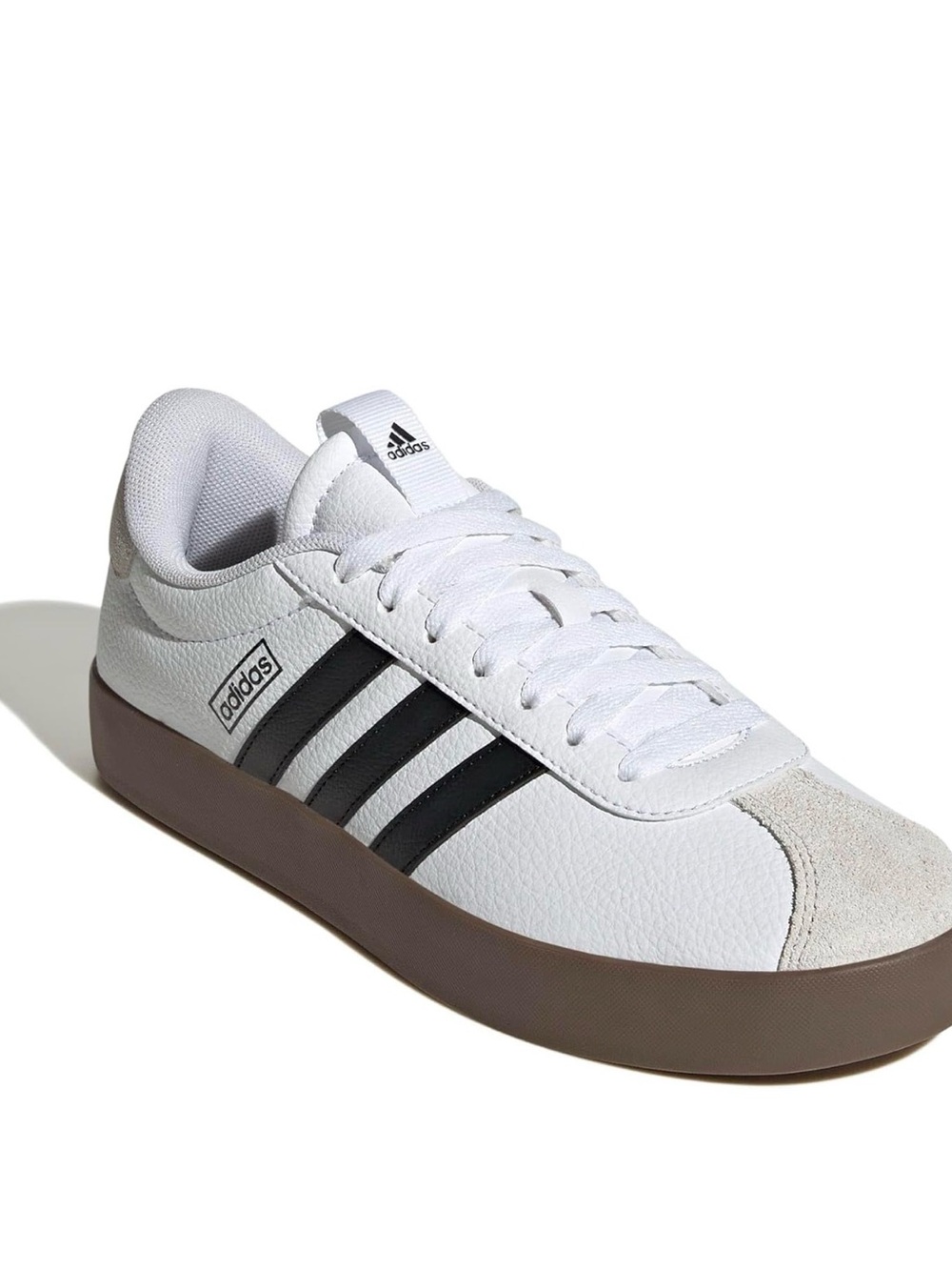 Adidas Women’s VL Court 3.0 Sneaker in White Leather Sneakers with Black Stripes